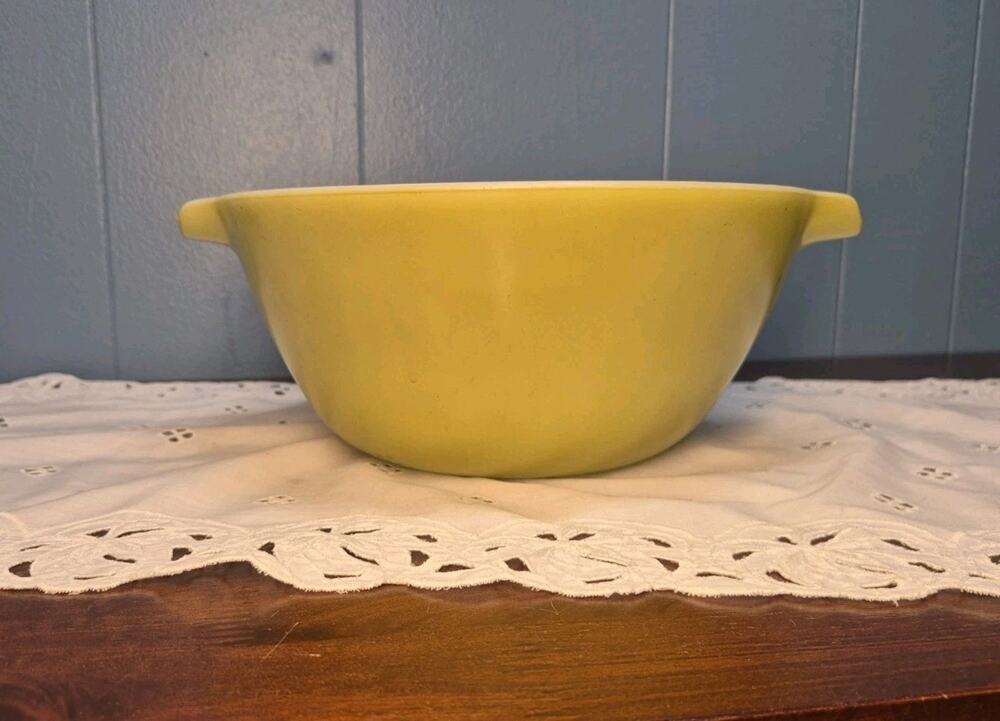 Vintage 10 Inch Yellow Fireking Mixing Bowl With Handles